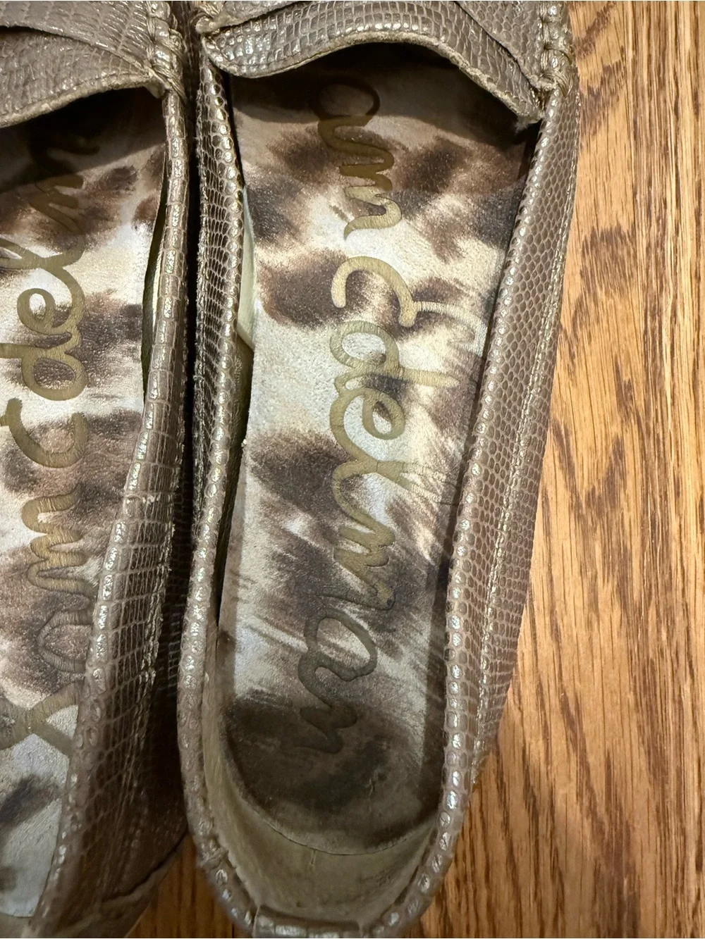 Sam Edelman Metallic Brown Penny Loafers with Leopard Insole